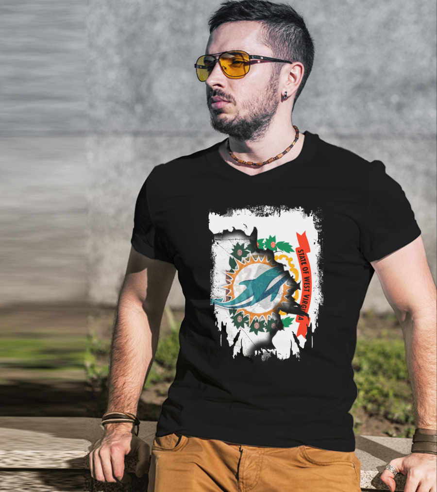 State Of West Virginia Dolphins Logo Fusion T-Shirt