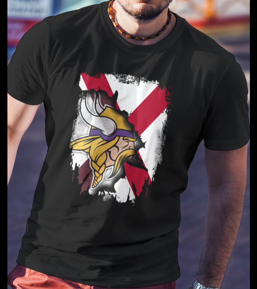 Alabama Vikings United With Crossed Flag T-Shirt