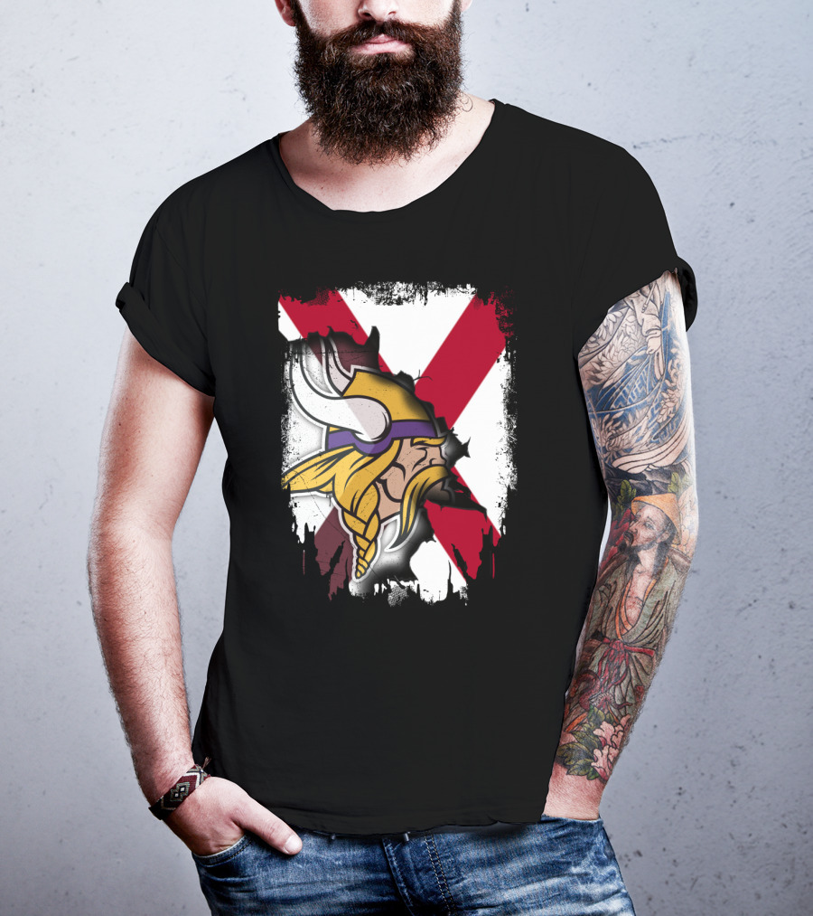 Alabama Vikings United With Crossed Flag T-Shirt