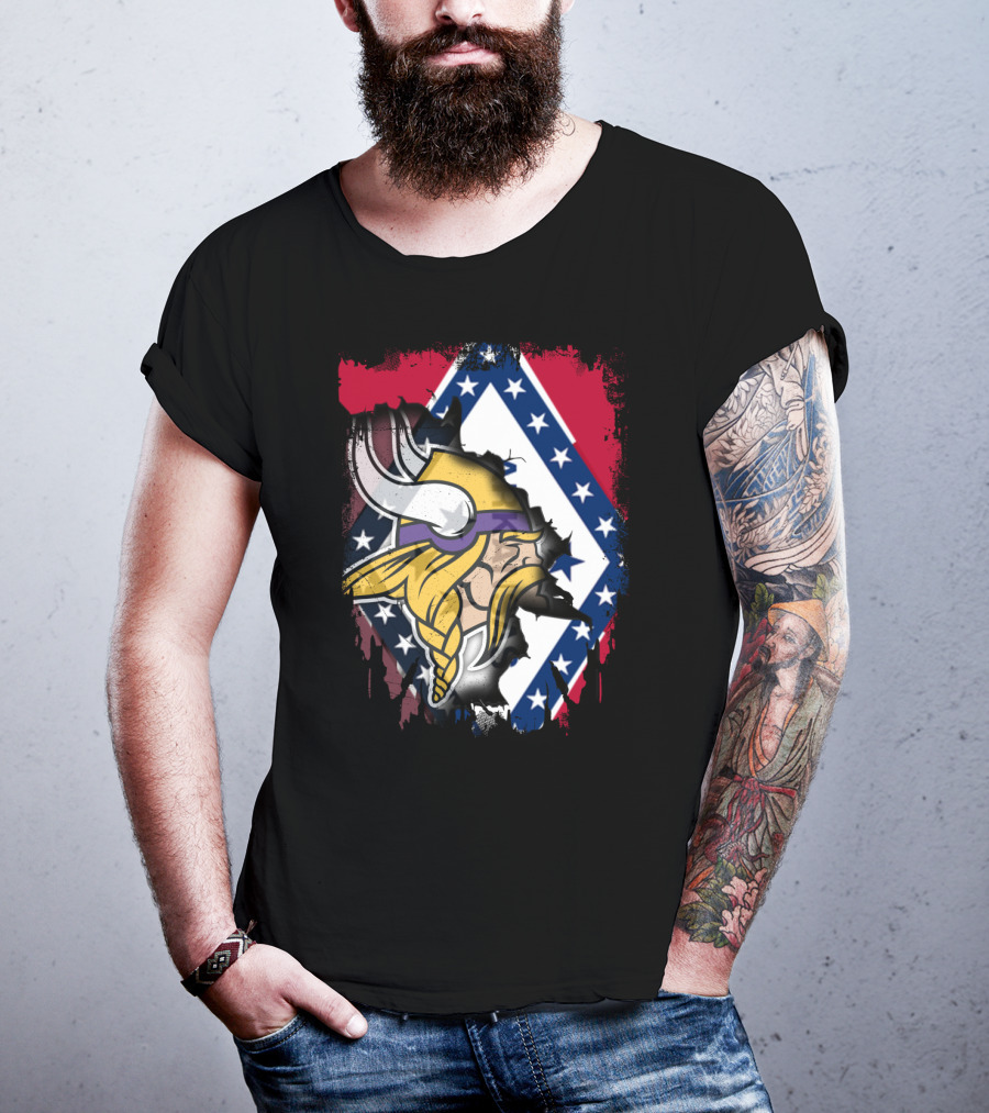 Arkansas Pride With Vikings Warrior And Flag T-Shirt