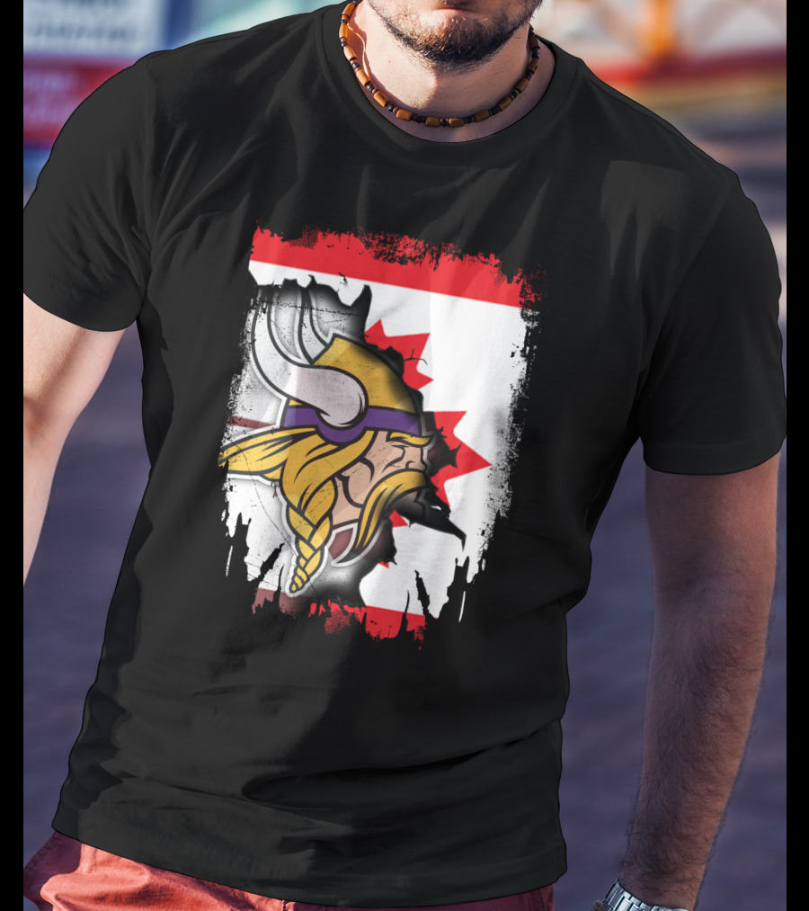 Minnesota Vikings And Canada Fusion Flag T-Shirt