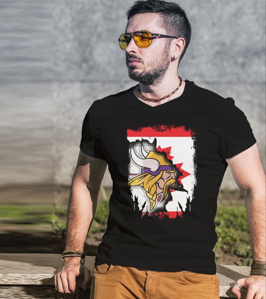 Minnesota Vikings And Canada Fusion Flag T-Shirt