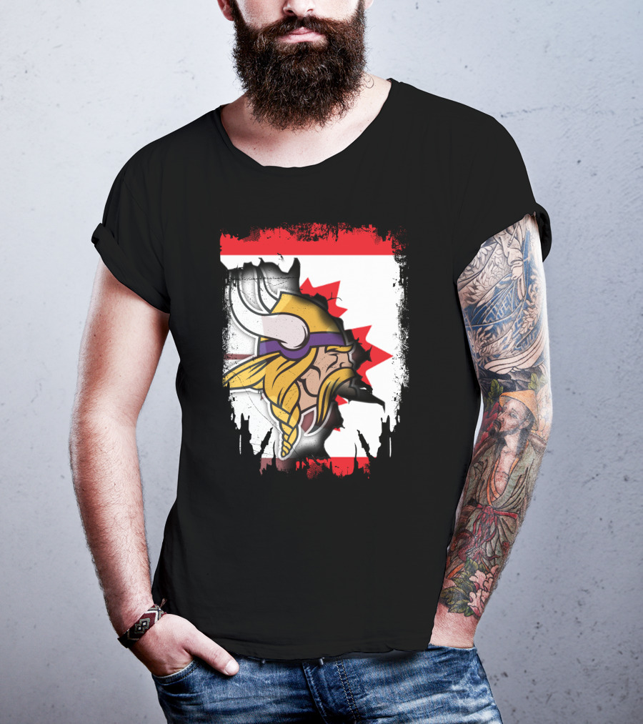 Minnesota Vikings And Canada Fusion Flag T-Shirt
