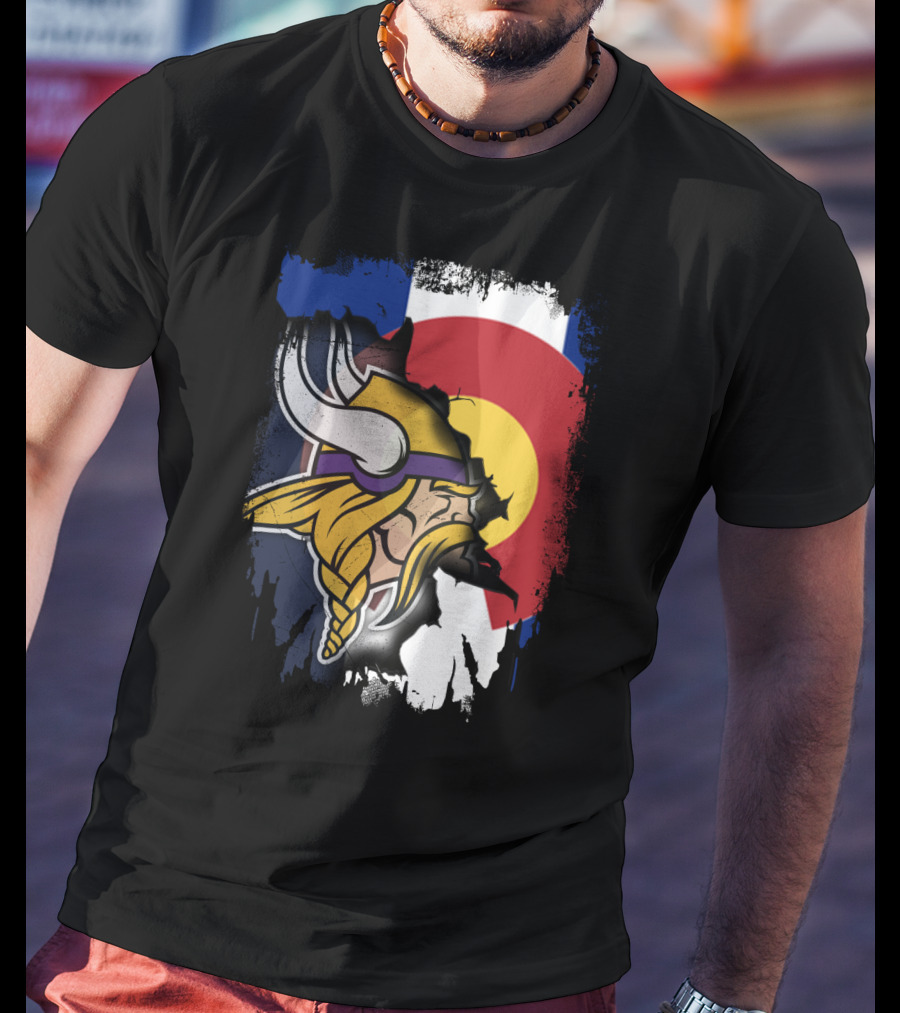 Together Colorado Vikings Emblem And Flag Fusion T-Shirt