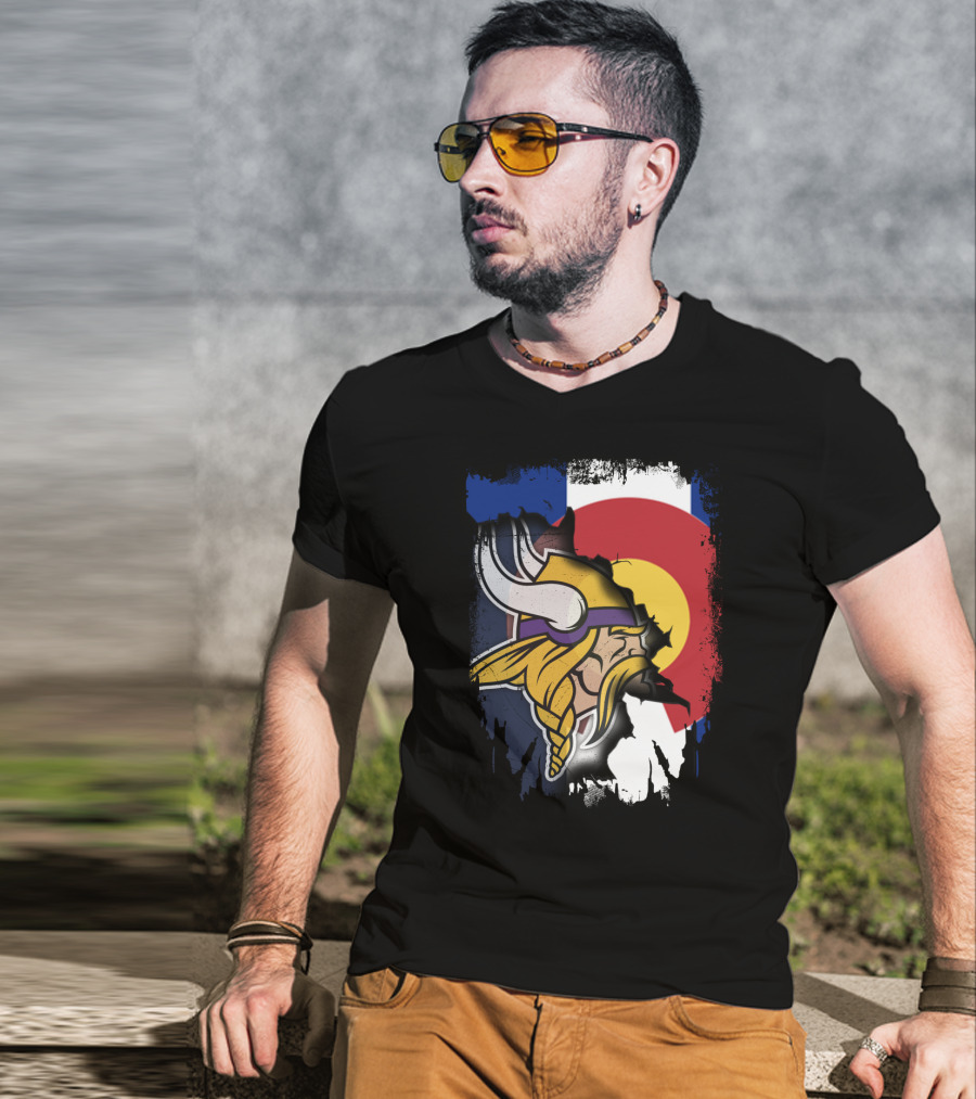 Together Colorado Vikings Emblem And Flag Fusion T-Shirt