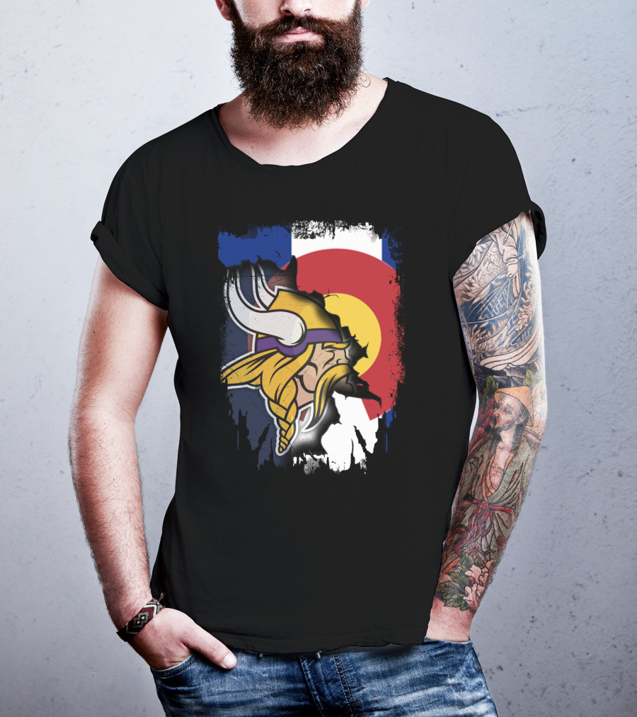 Together Colorado Vikings Emblem And Flag Fusion T-Shirt