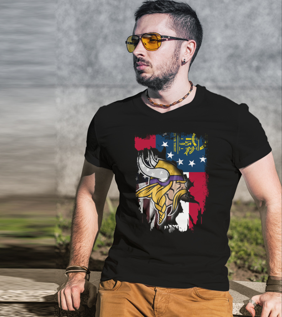 Georgia Flag With Vikings Fusion T-Shirt