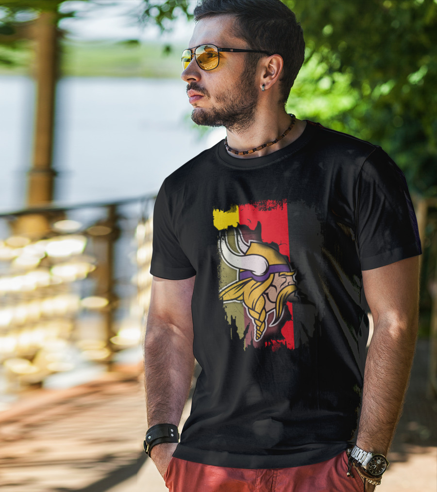 Together Germany With Vikings Logo And Flag Fusion T-Shirt