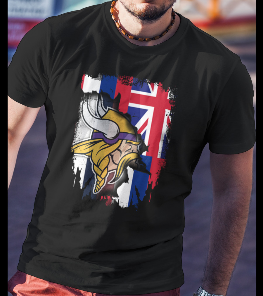 Hawaii Union Jack With Vikings Head T-Shirt