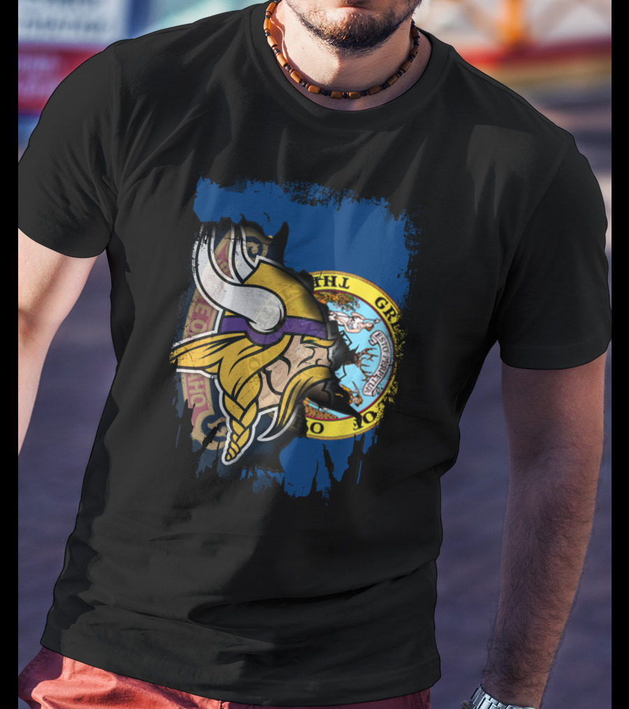 Together Idaho Vikings With Idaho State Flag T-Shirt