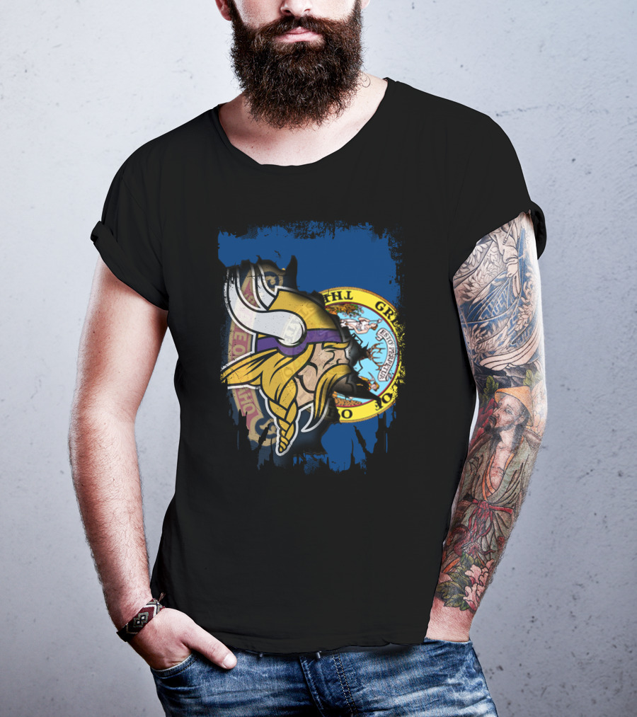 Together Idaho Vikings With Idaho State Flag T-Shirt