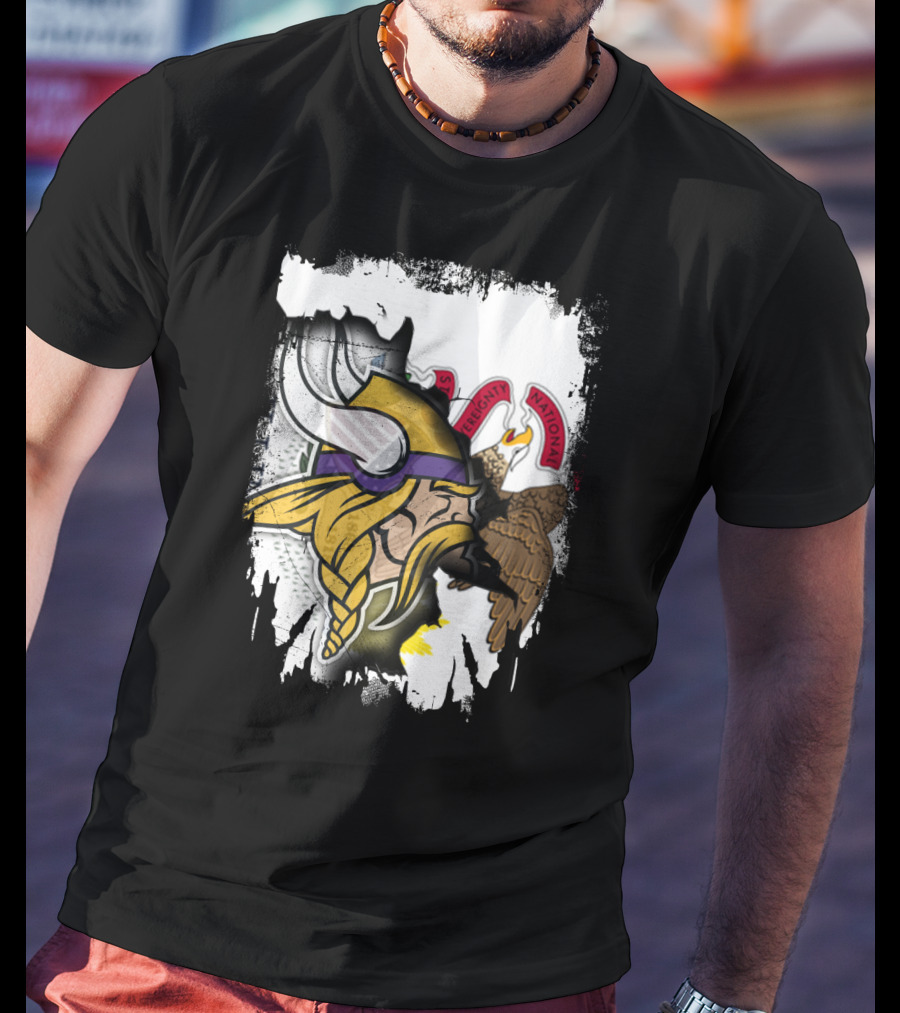 Illinois State Seal With Vikings Helmet Profile T-Shirt