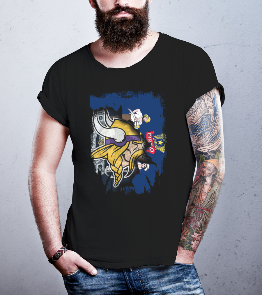 Maine Dirigo Vikings Helmet With State Flag Elements T-Shirt