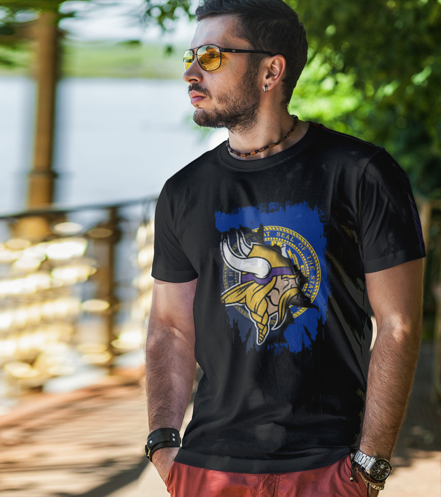 Together Nebraska Seal With Vikings Helmet T-Shirt
