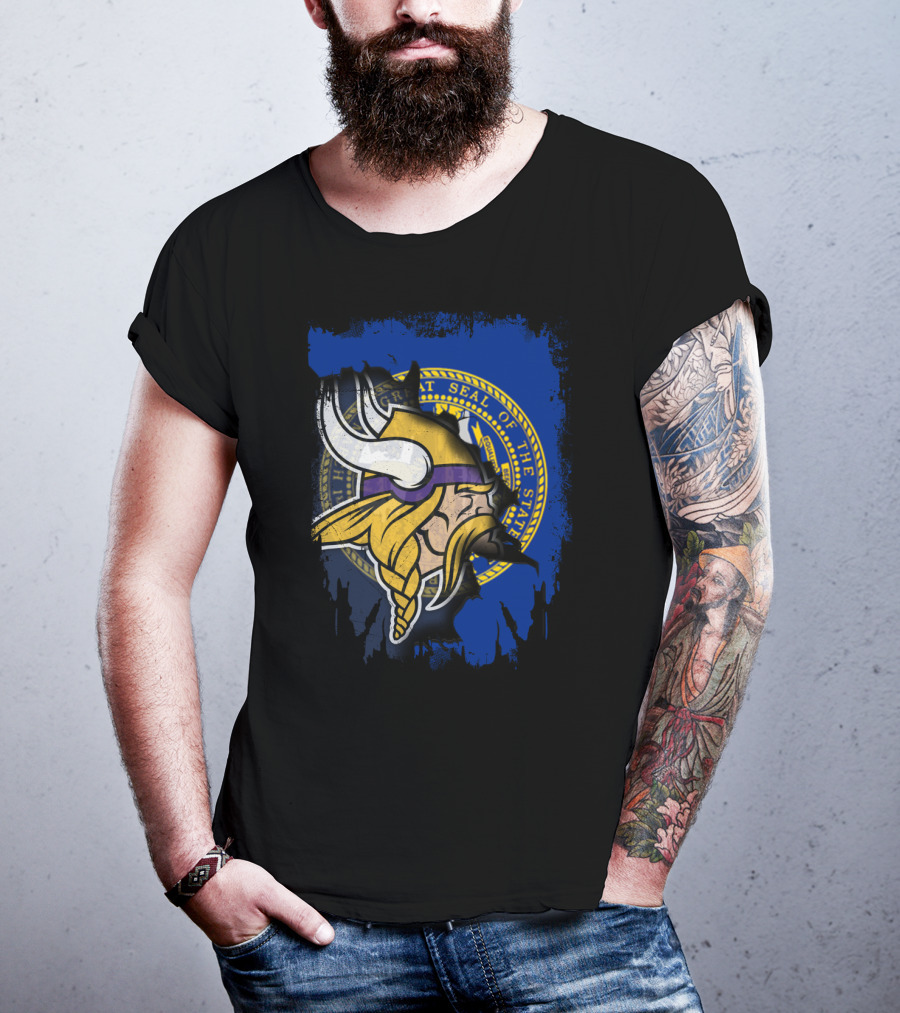 Together Nebraska Seal With Vikings Helmet T-Shirt