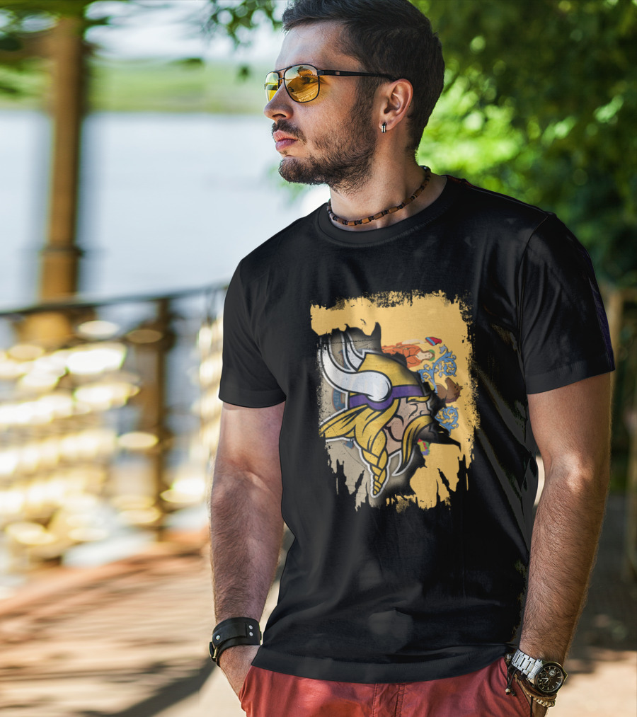 New Jersey State Emblem Merged With Vikings T-Shirt
