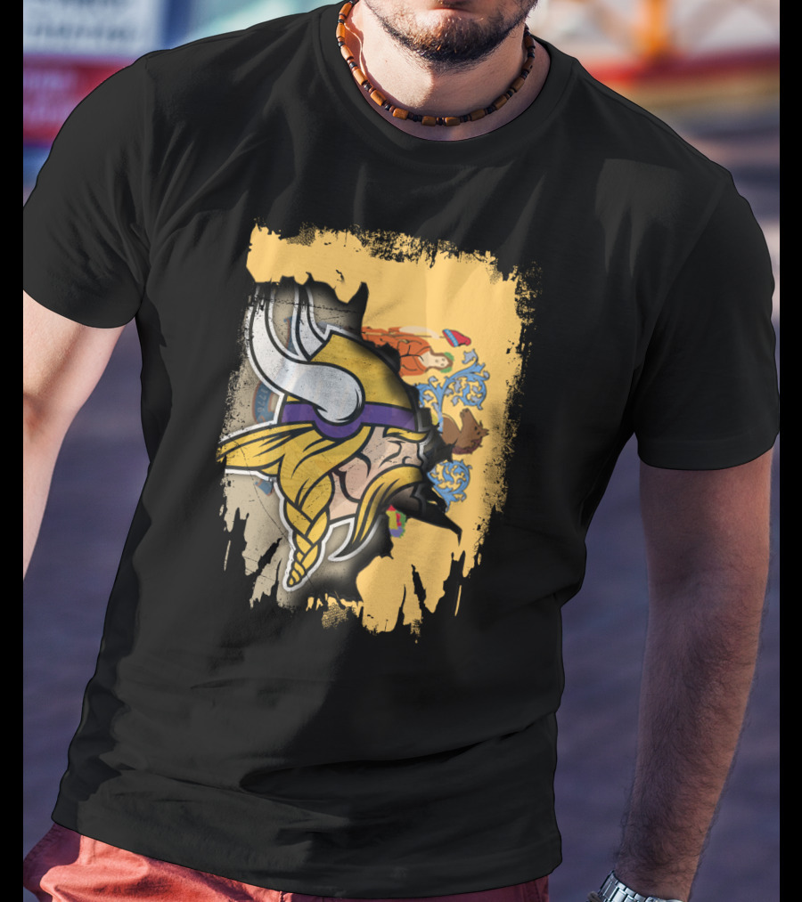 New Jersey State Emblem Merged With Vikings T-Shirt
