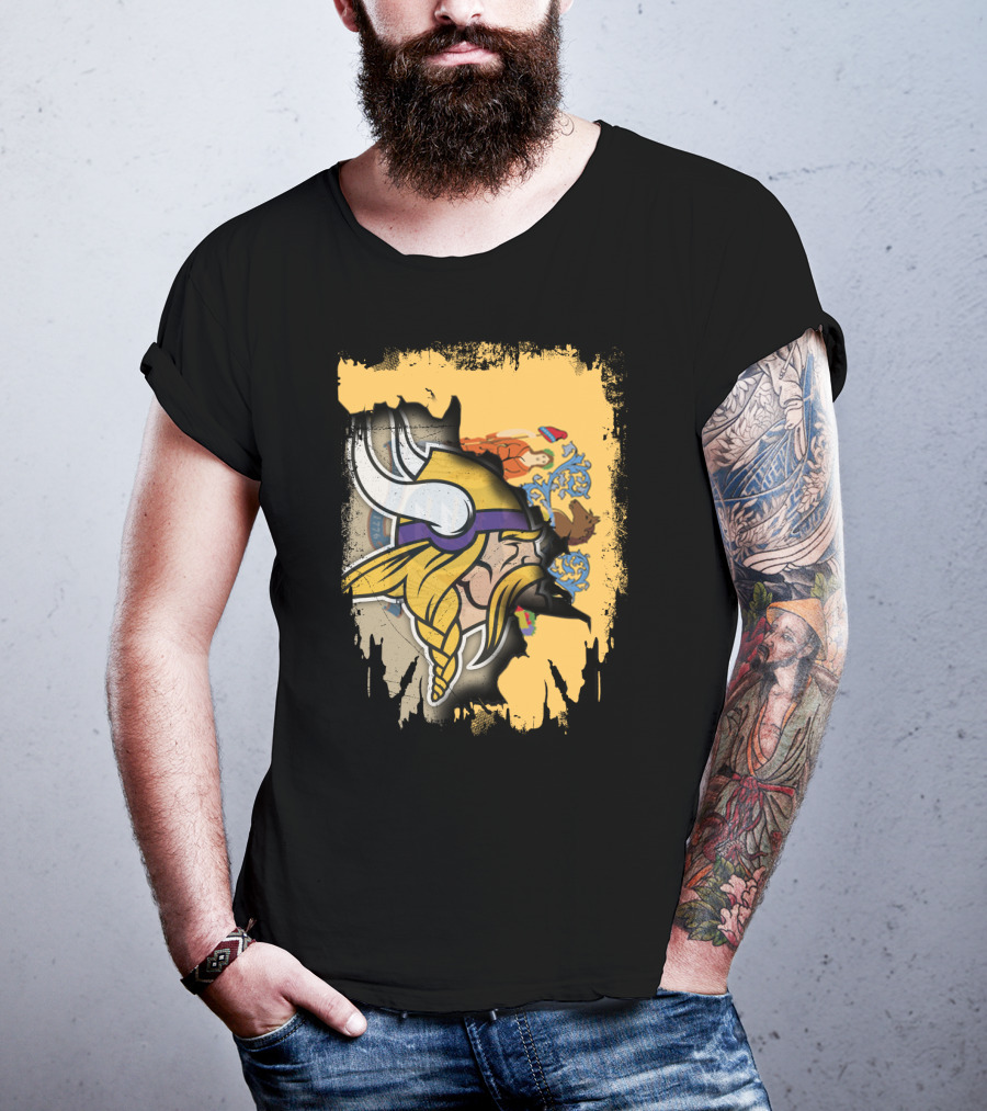 New Jersey State Emblem Merged With Vikings T-Shirt