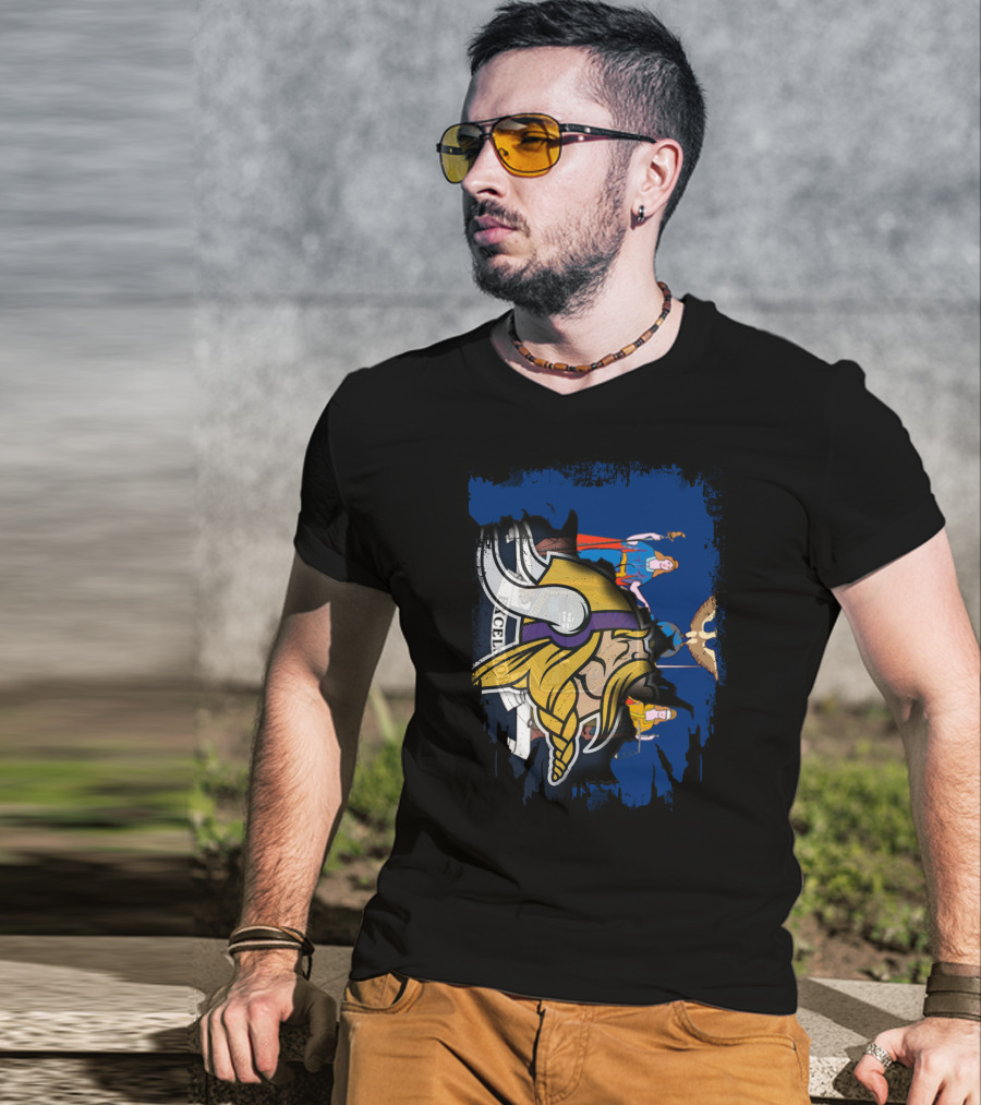 Together New York State Flag With Minnesota Vikings T-Shirt