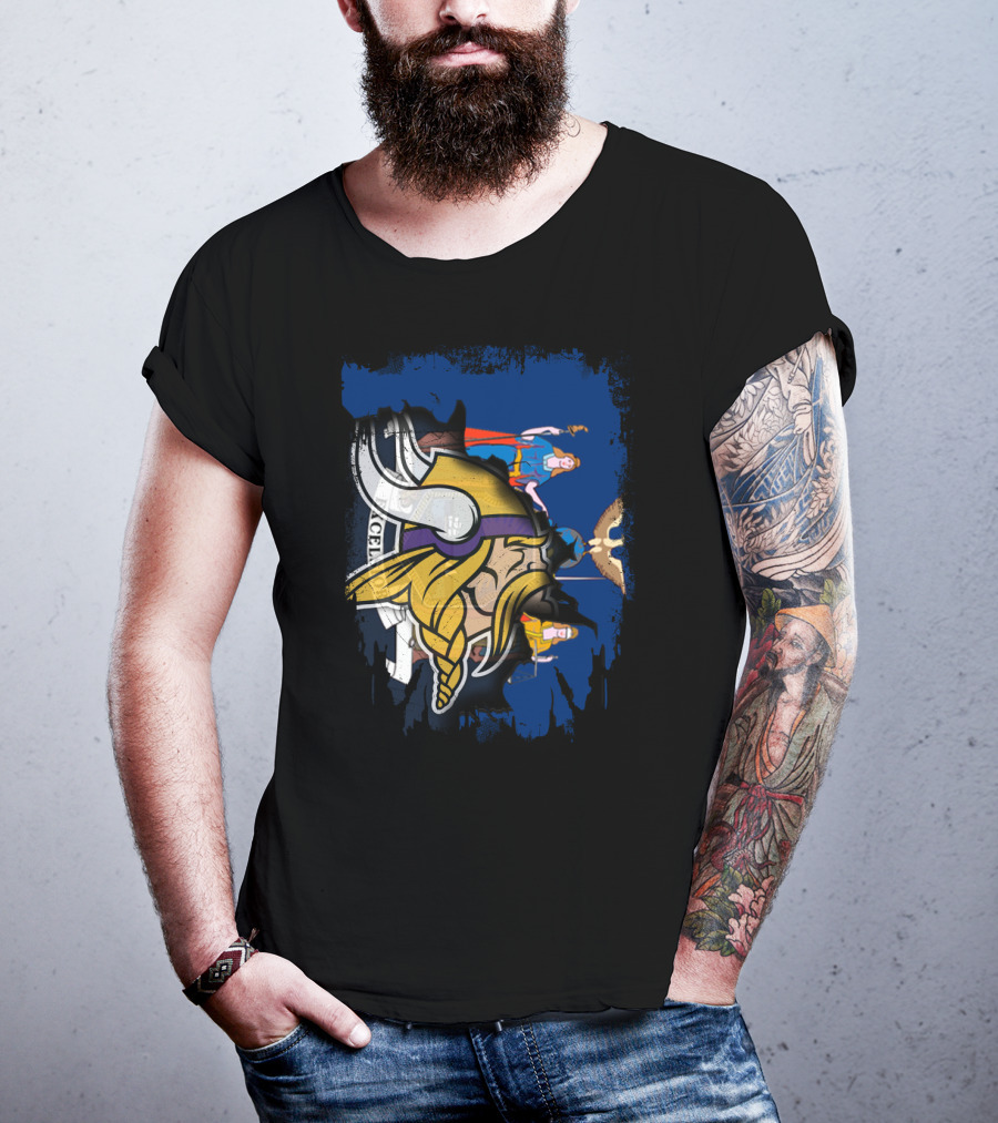 Together New York State Flag With Minnesota Vikings T-Shirt
