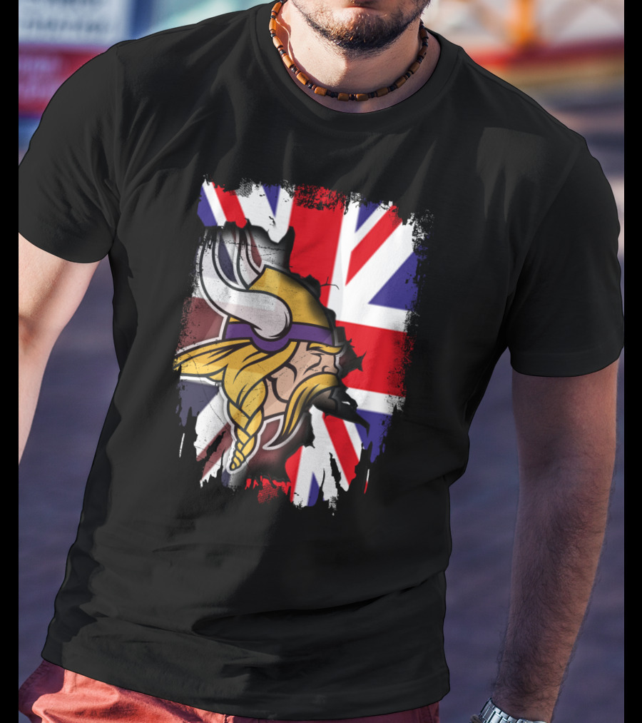 United Kingdom Flag With Viking Warrior Helmet T-Shirt
