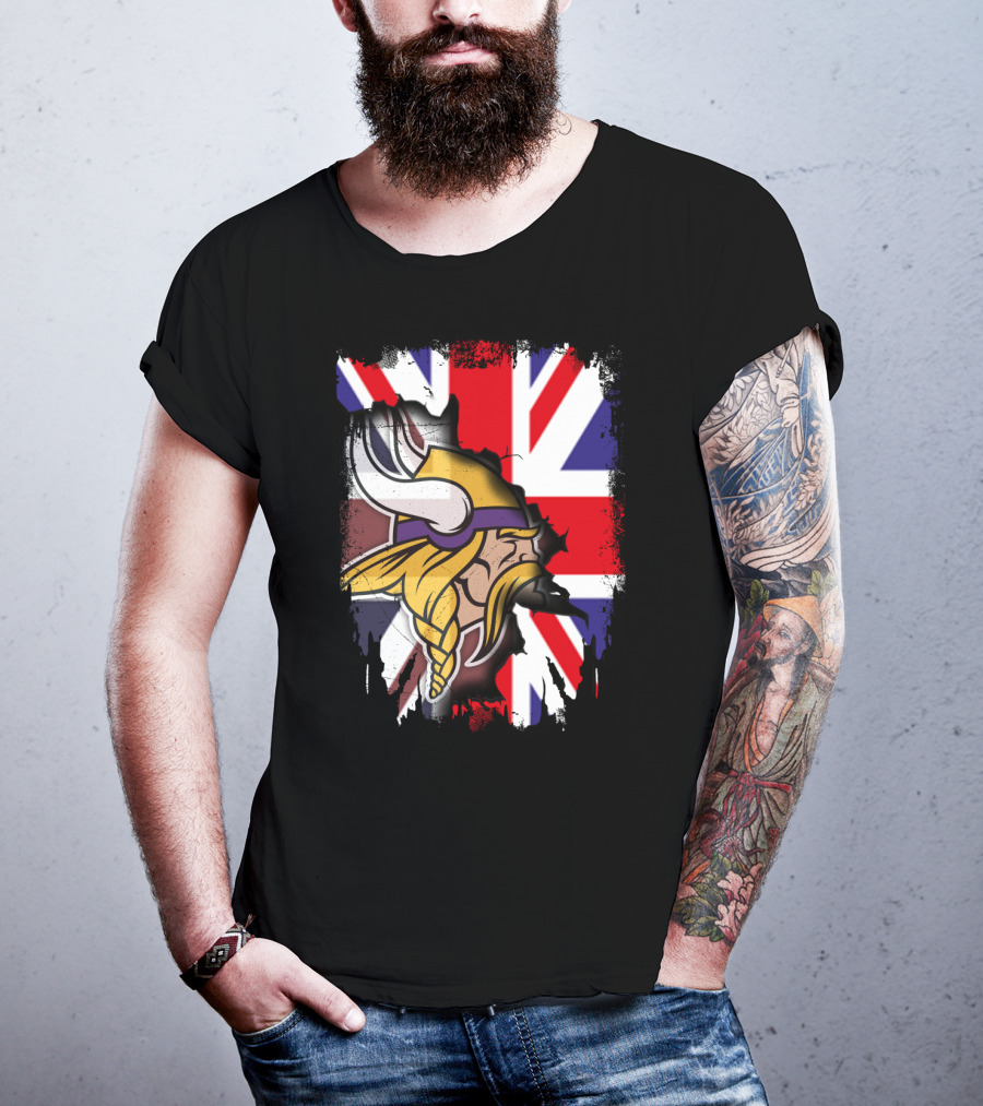 United Kingdom Flag With Viking Warrior Helmet T-Shirt