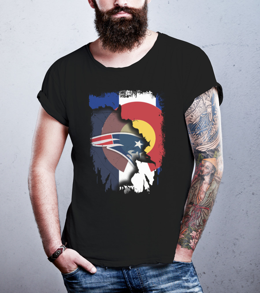 Together Colorado With Patriots Logo And Colorado Flag Fusion T-Shirt