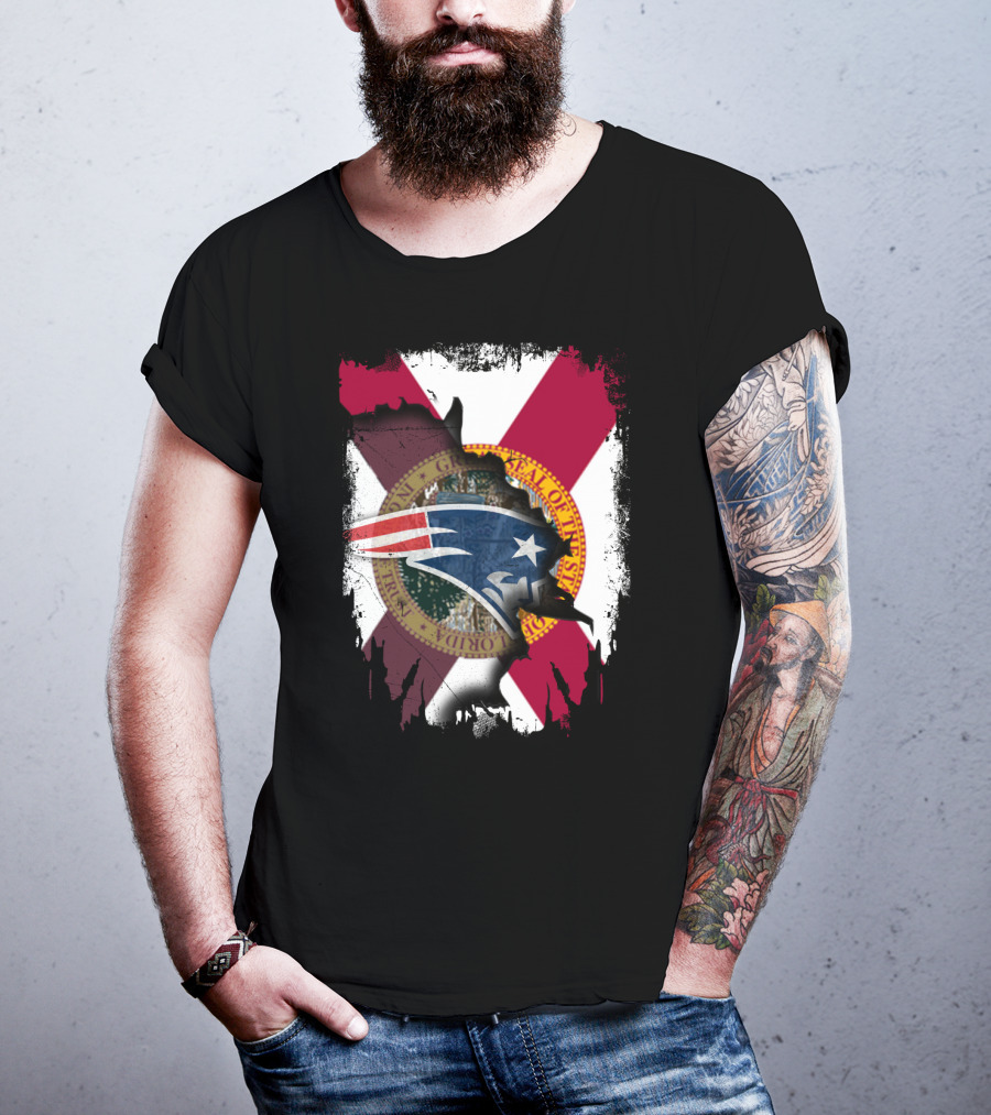 Florida State Seal And New England Patriots Logo Together T-Shirt