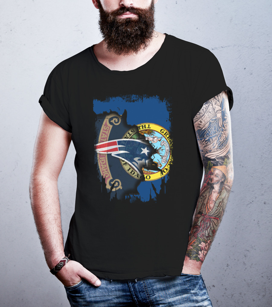 Together Idaho With New England Patriots State Seal Fusion T-Shirt