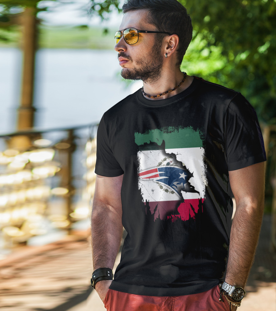 Together With Mexico And Patriots Flag T-Shirt