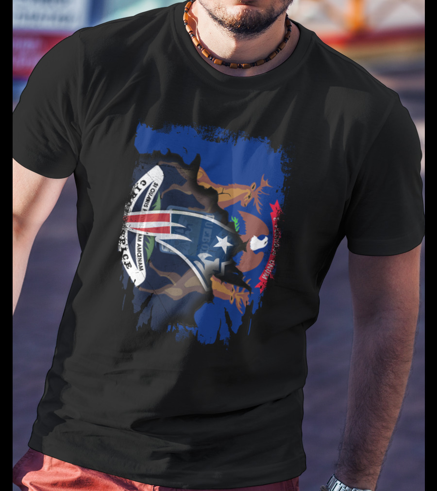 Michigan Pride With Patriots Crest Overlay T-Shirt