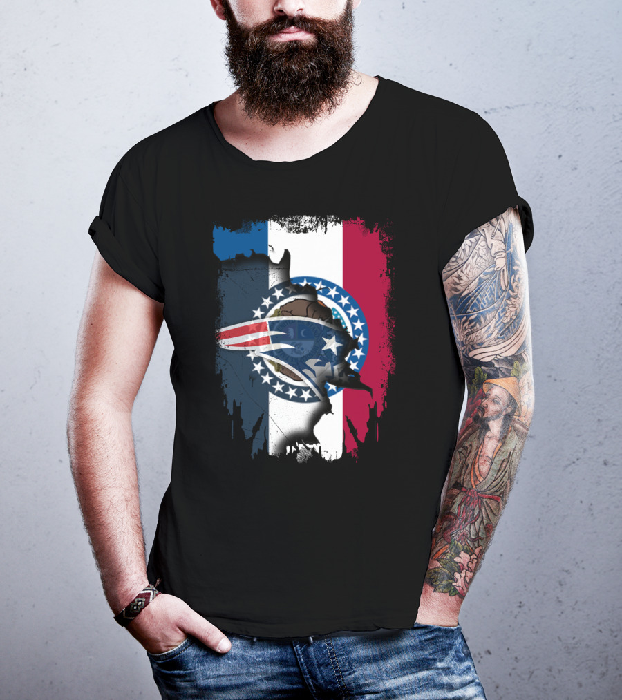Together Missouri Patriots Flag And Patriot Logo Fusion T-Shirt