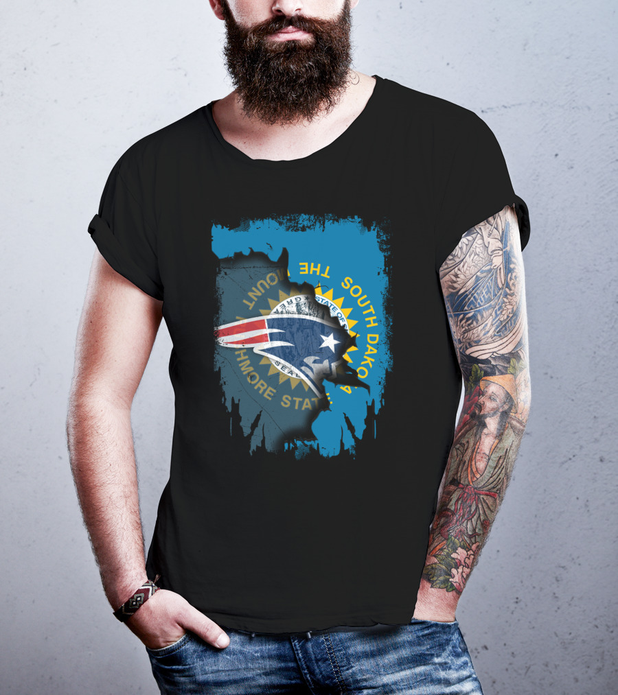 South Dakota Pride With Patriots Logo Overlay T-Shirt
