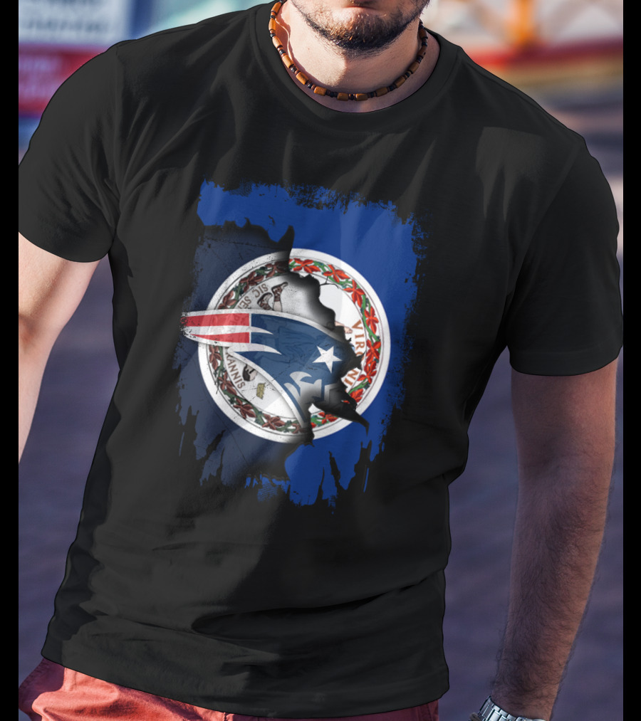 Virginia State Seal With Patriots Football Symbol Together T-Shirt