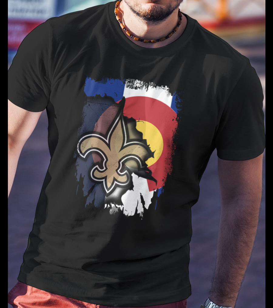 Colorado Flag New Orleans Saints Fleur-de-Lis Together T-Shirt