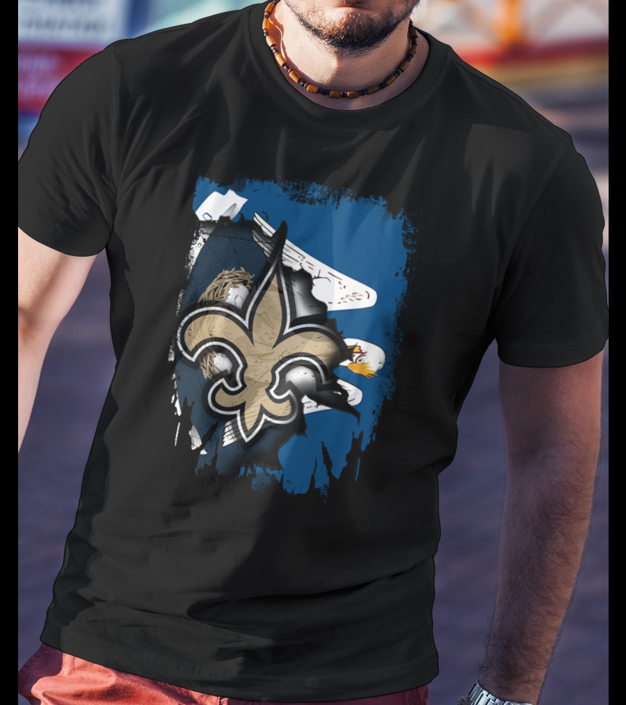 Together Louisiana Fleur-de-Lis Saints With Eagle Background T-Shirt