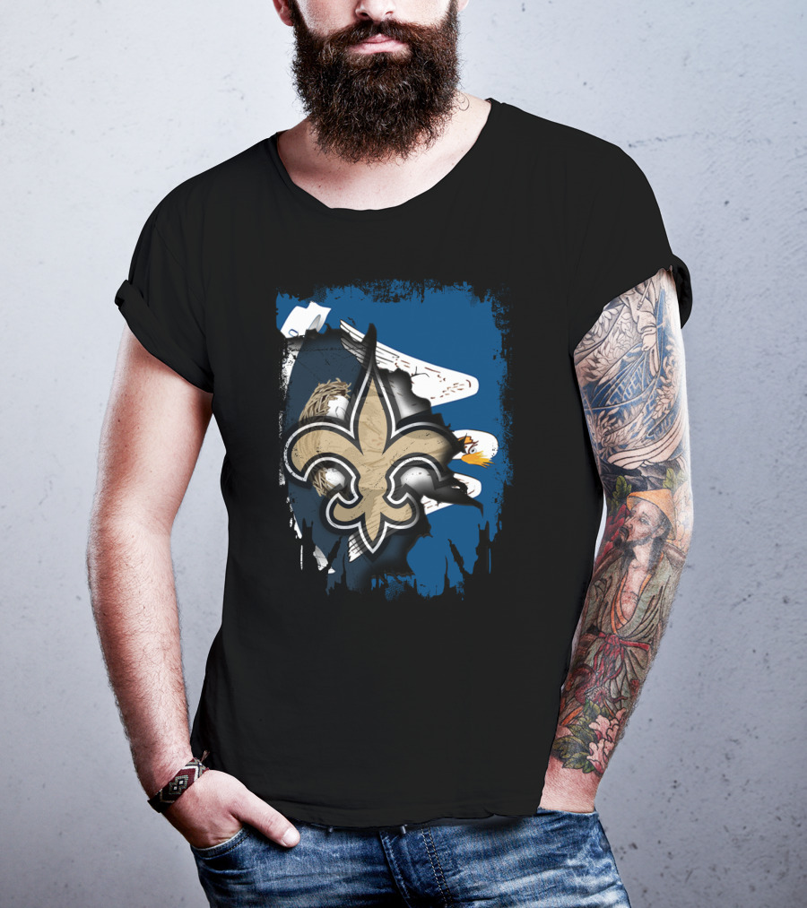 Together Louisiana Fleur-de-Lis Saints With Eagle Background T-Shirt