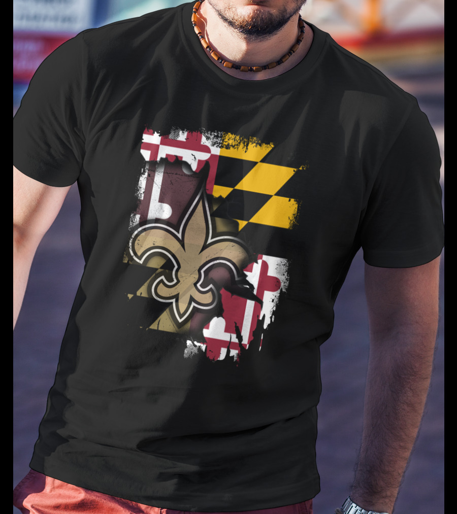 Maryland Emblem With Saints Fleur-de-lis T-Shirt