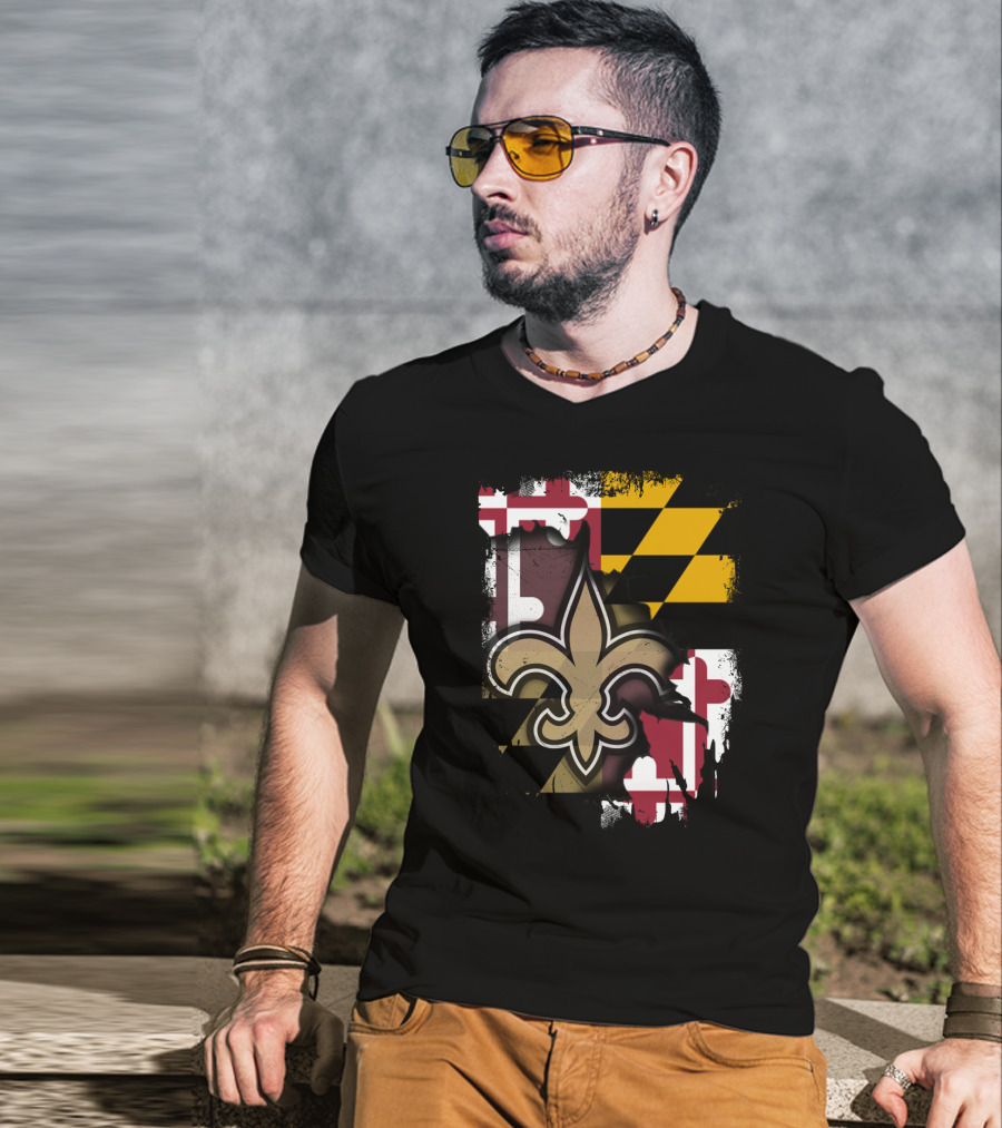 Maryland Emblem With Saints Fleur-de-lis T-Shirt