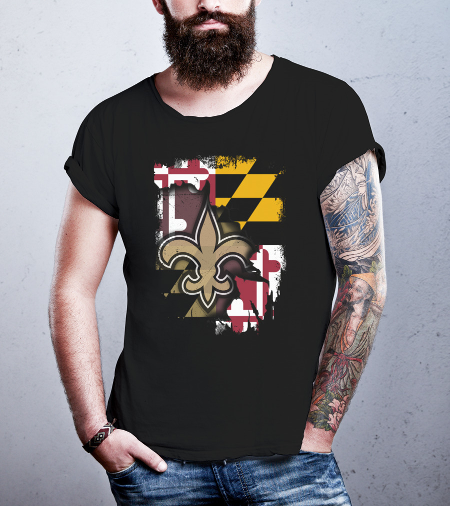 Maryland Emblem With Saints Fleur-de-lis T-Shirt