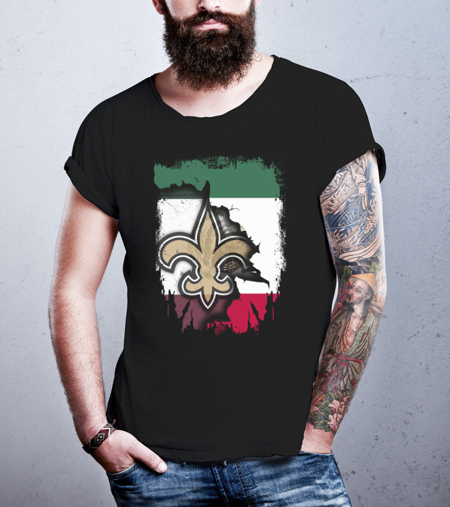 Fleur-de-Lis Mexico Flag Saints Unity T-Shirt