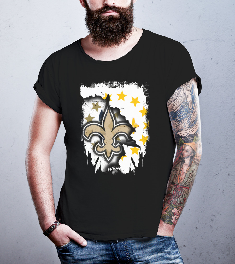 Together Rhode Island With Saints Fleur-De-Lis Stars T-Shirt