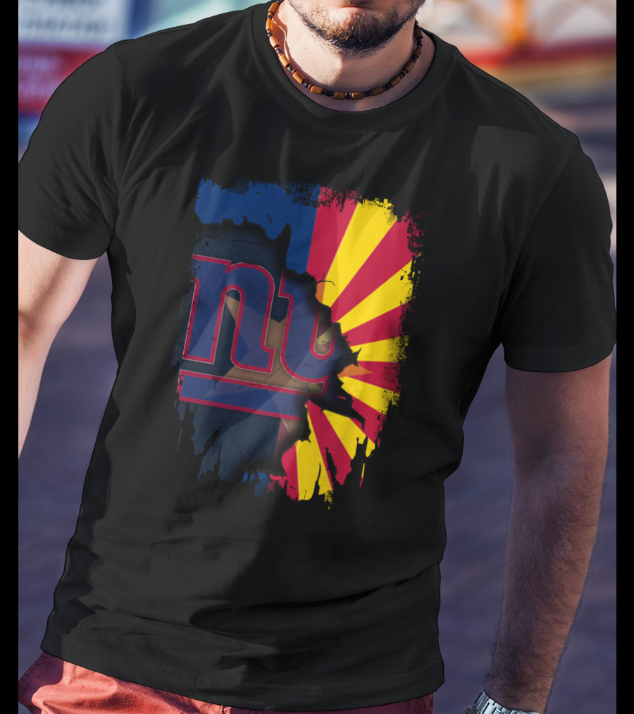 Arizona State Outline With New York Giants T-Shirt
