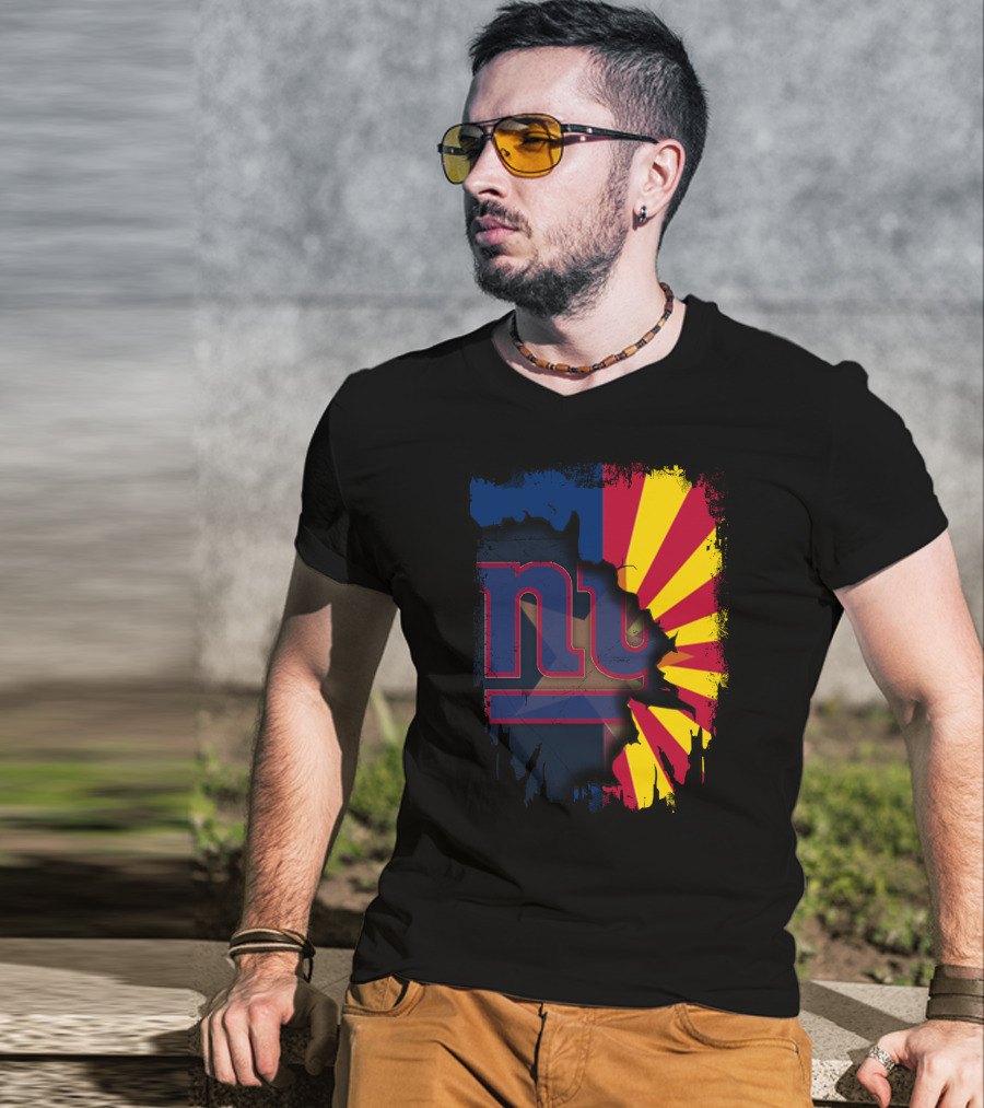 Arizona State Outline With New York Giants T-Shirt