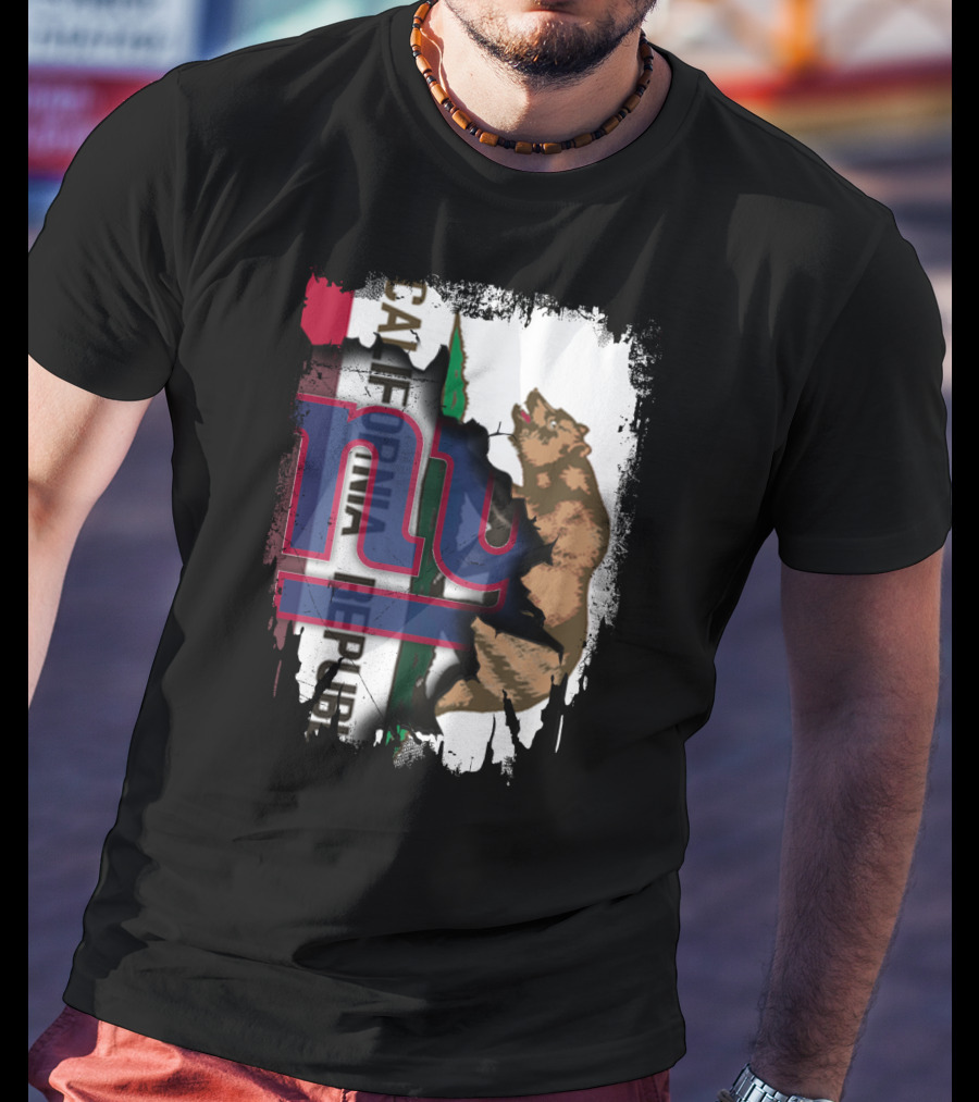 California Republic Bear With Giants Logo Overlay T-Shirt