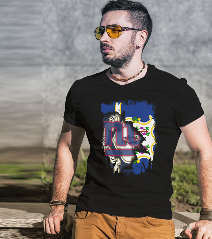 Together Connecticut With New York Giants Fan Emblem T-Shirt