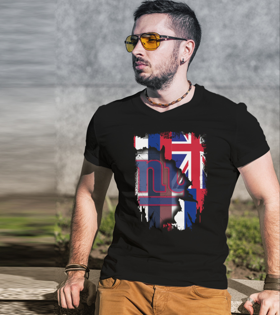 Giants Together Hawaii Fusion With Union Jack And NFL T-Shirt