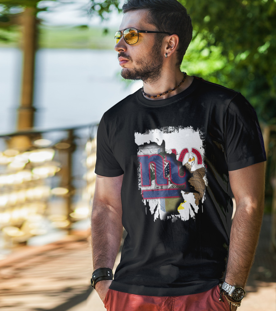 Together Illinois With New York Giants Flag And Illinois Seal Fusion T-Shirt