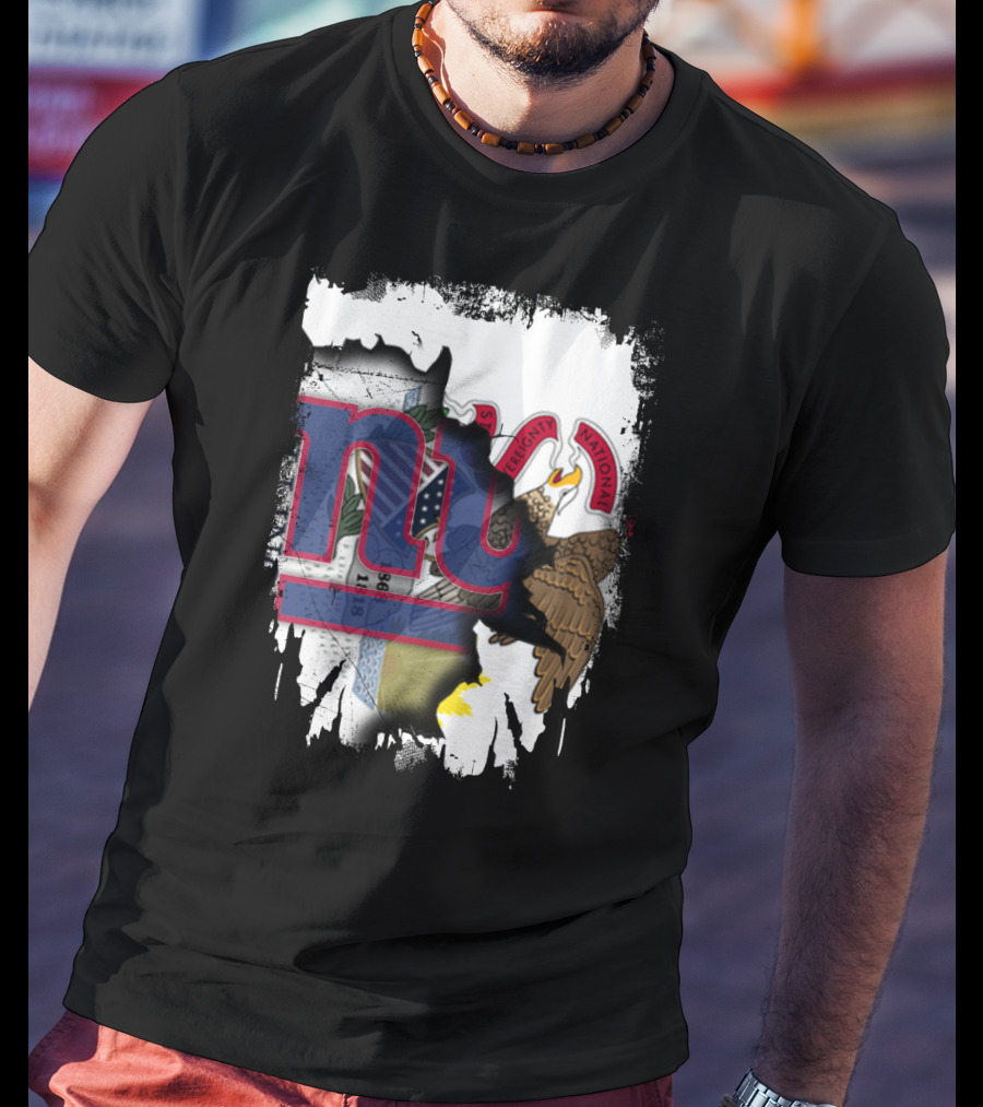 Together Illinois With New York Giants Flag And Illinois Seal Fusion T-Shirt