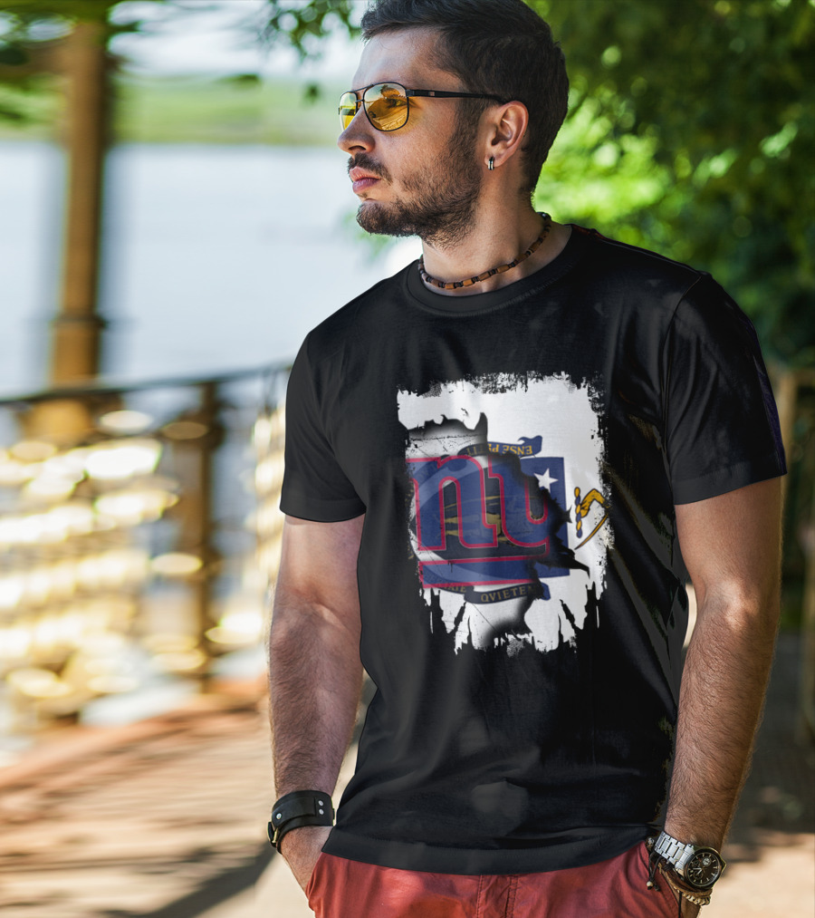 Together Massachusetts Meets Giants New York Team Flag Fusion T-Shirt
